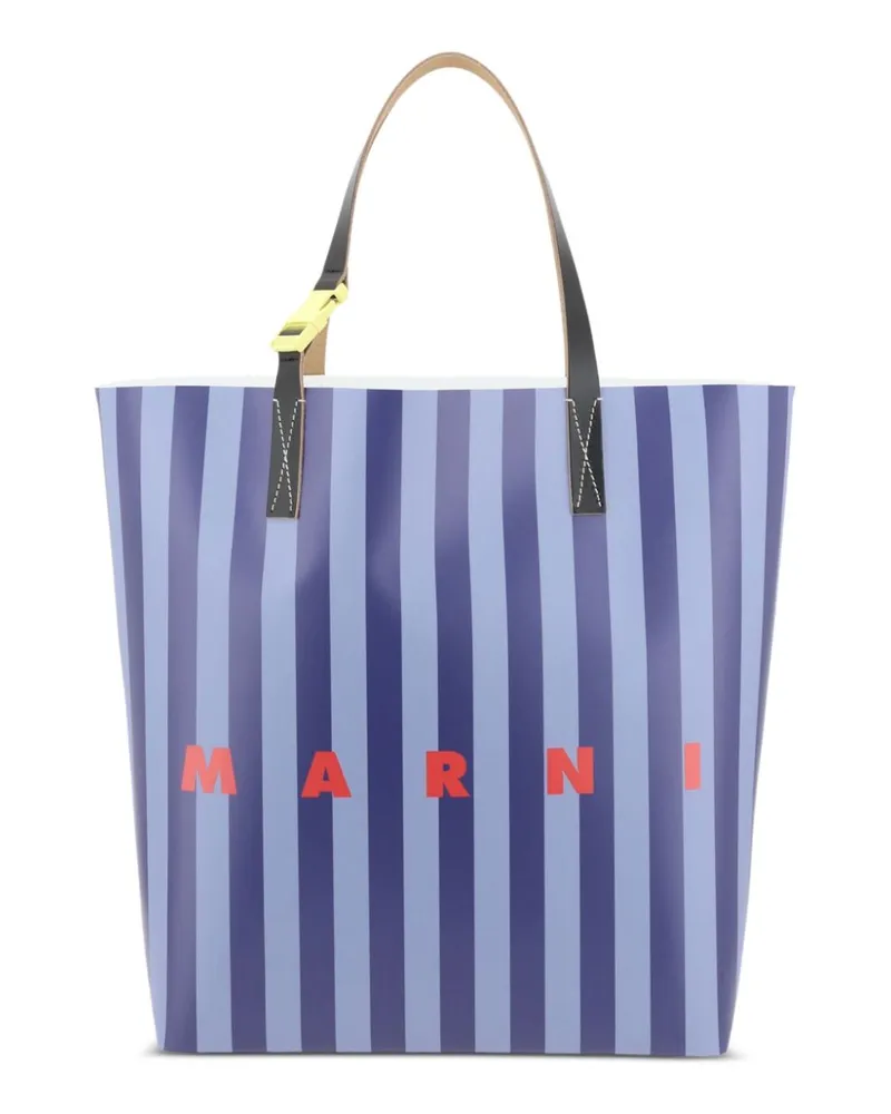 Marni Gestreifter Shopper - Blau Blau
