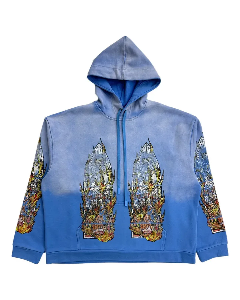 WHO DECIDES WAR print-detail hoodie - Blau Blau