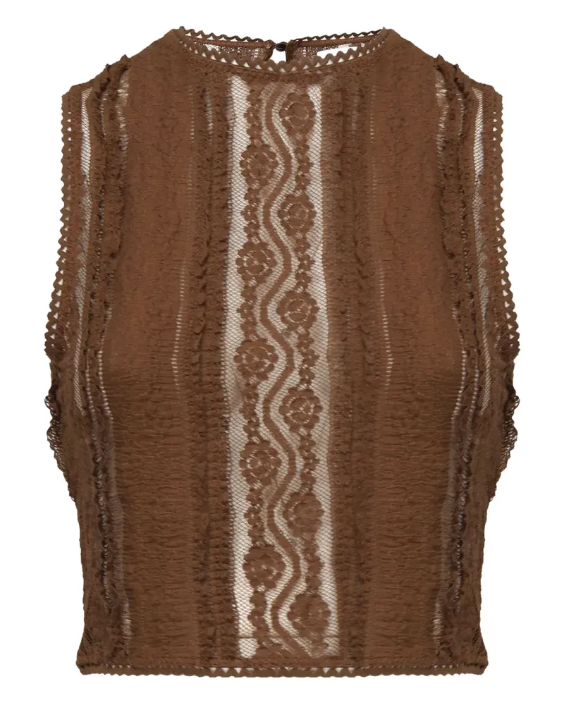 Charo Ruiz Top mit Spitzendetail - Braun Braun
