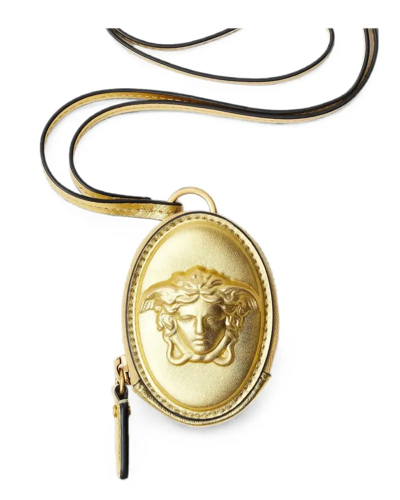 Versace Lou metallic Nappa coin purse - Gold Gold