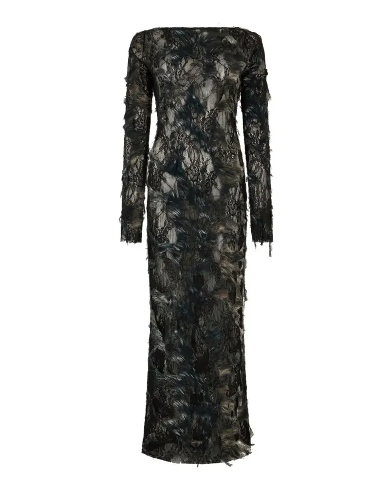 Roberto Cavalli Kleid mit Federn - Schwarz Schwarz