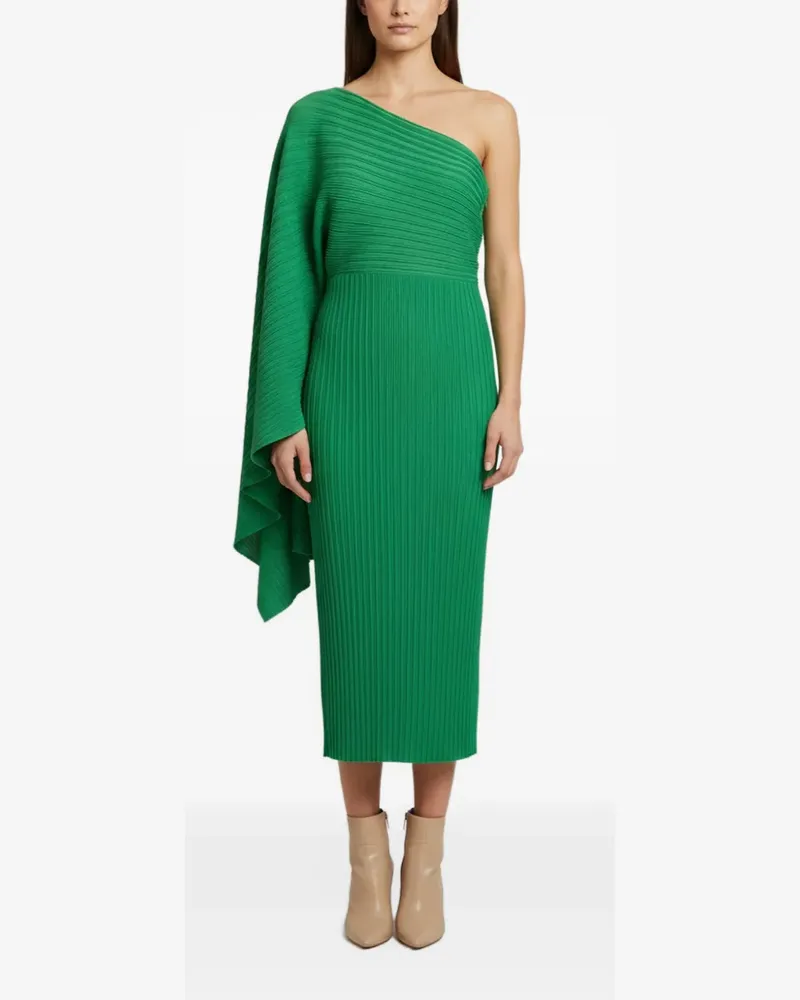 Solace London Plissiertes Lenna One-Shoulder-Midikleid - Grün Grün