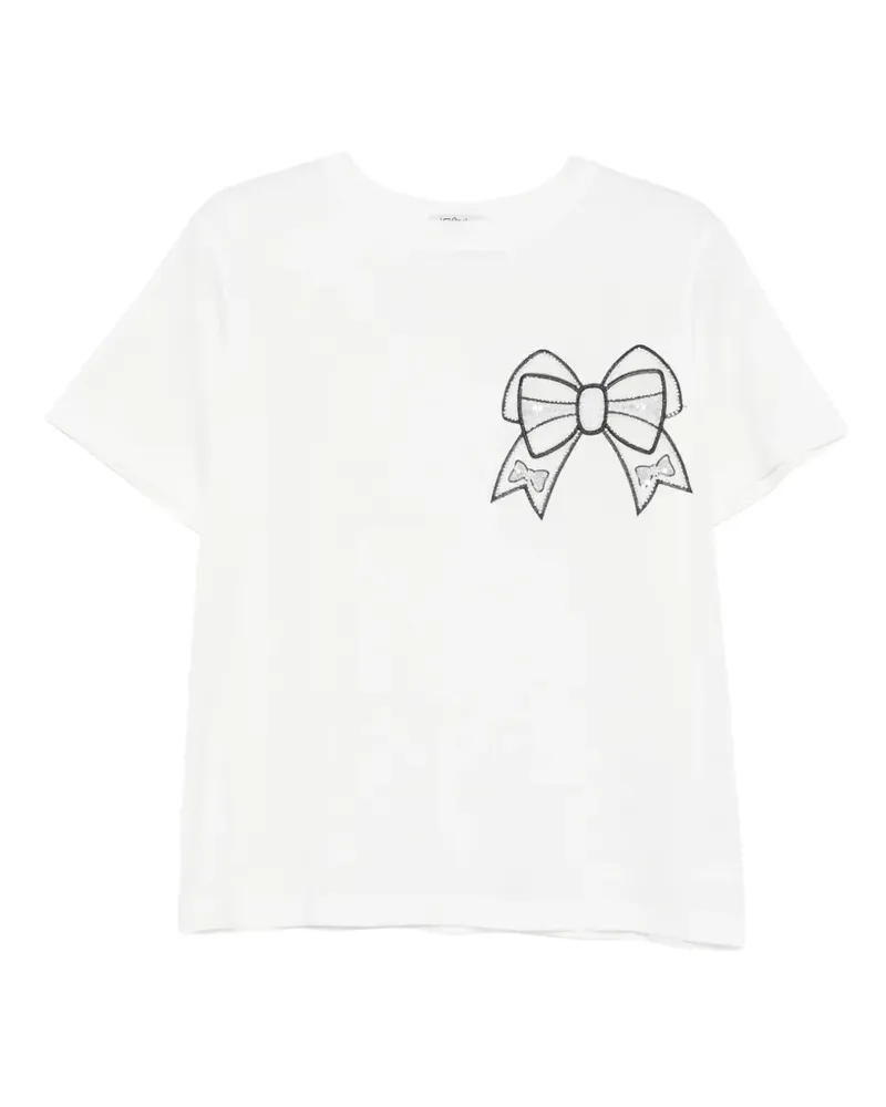 Parlor T-Shirt mit Schleife und Pailletten - Weiß Weiß