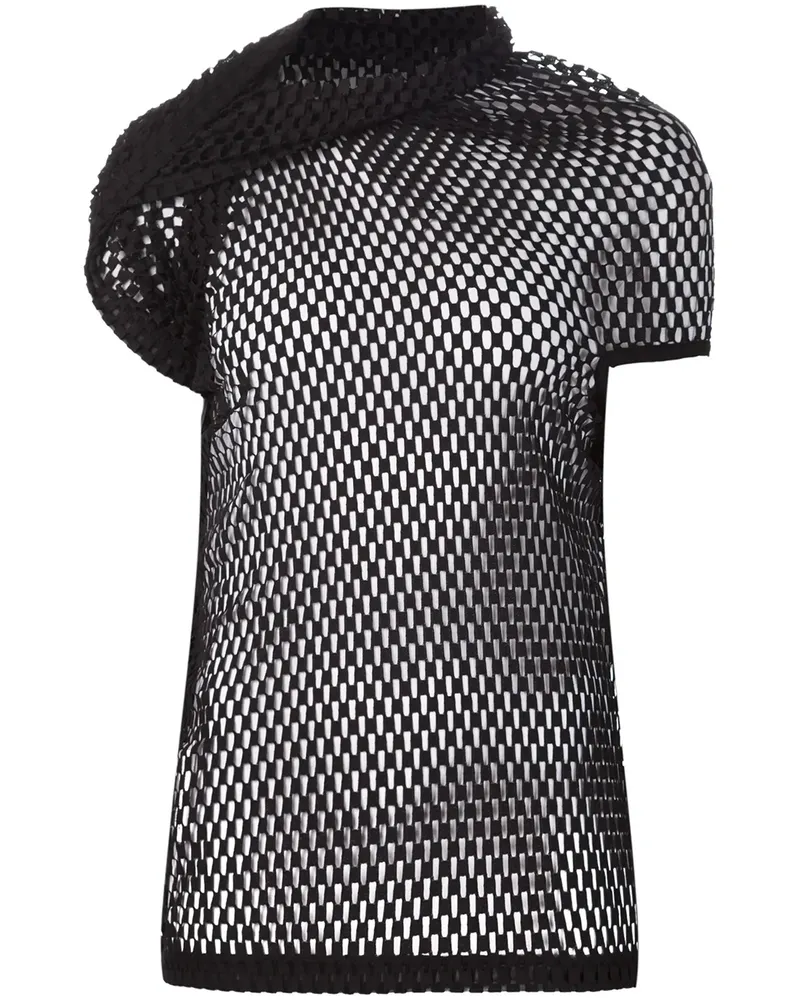 Junya Watanabe Netz-T-Shirt mit drapiertem Detail - Schwarz Schwarz