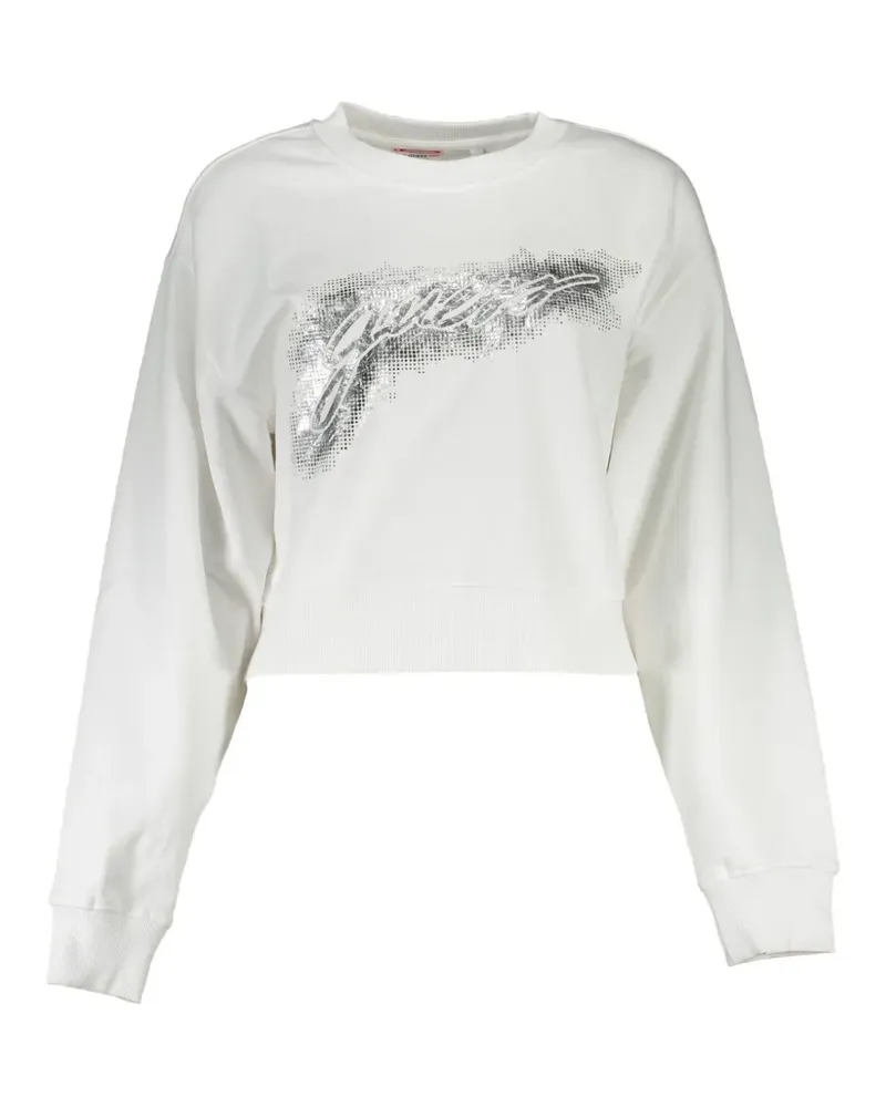 Guess logo-print cropped sweater - Weiß Weiß