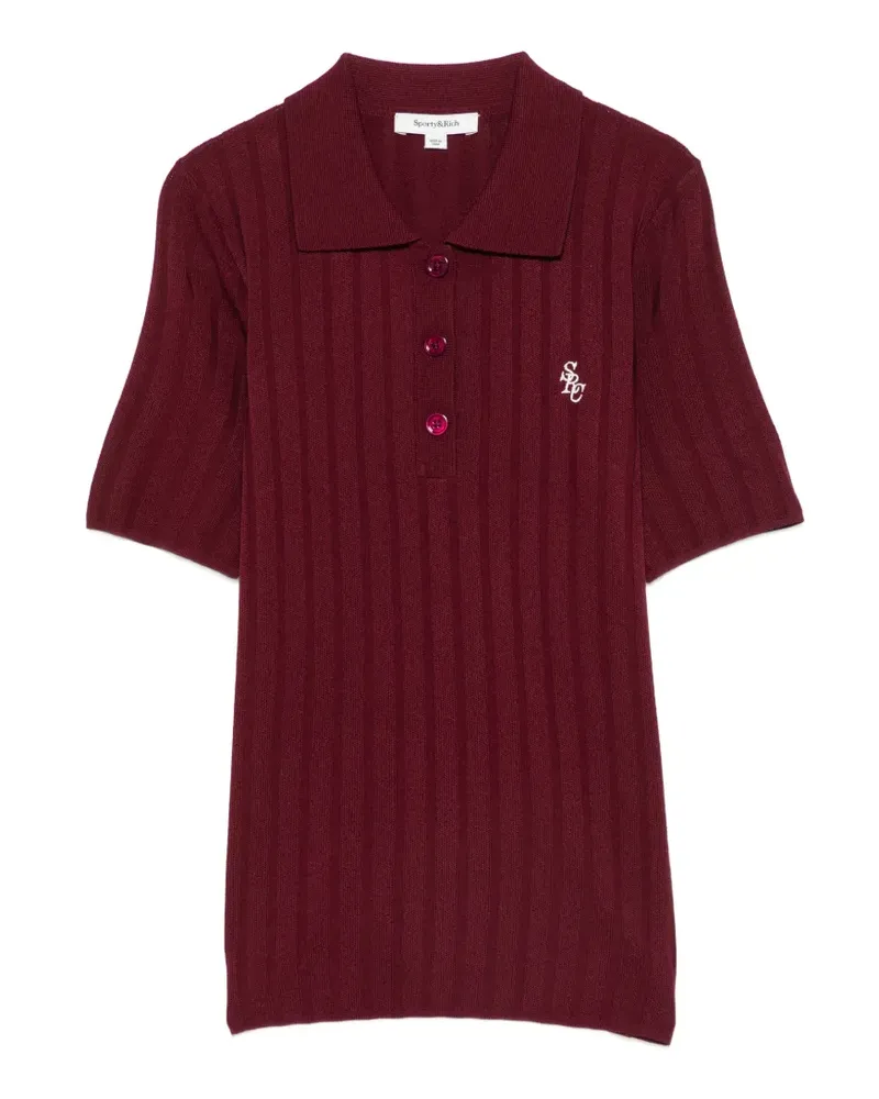 SPORTY & RICH Geripptes Josefa Poloshirt - Rot Rot