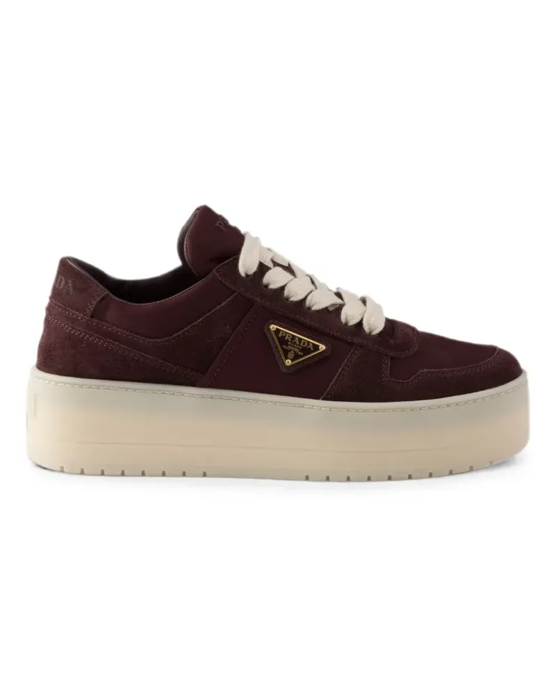Prada Downtown Bold Re-Nylon and suede sneakers - Rot Rot