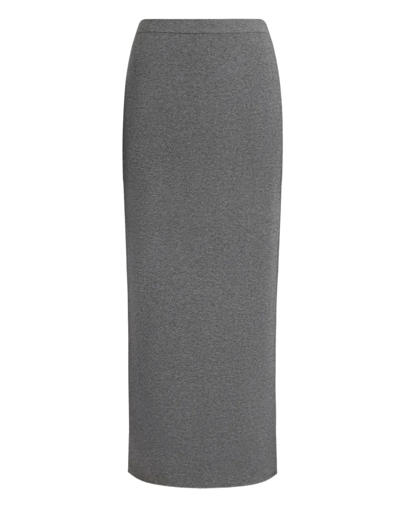 12 STOREEZ Gestrickter Midirock - Grau Grau