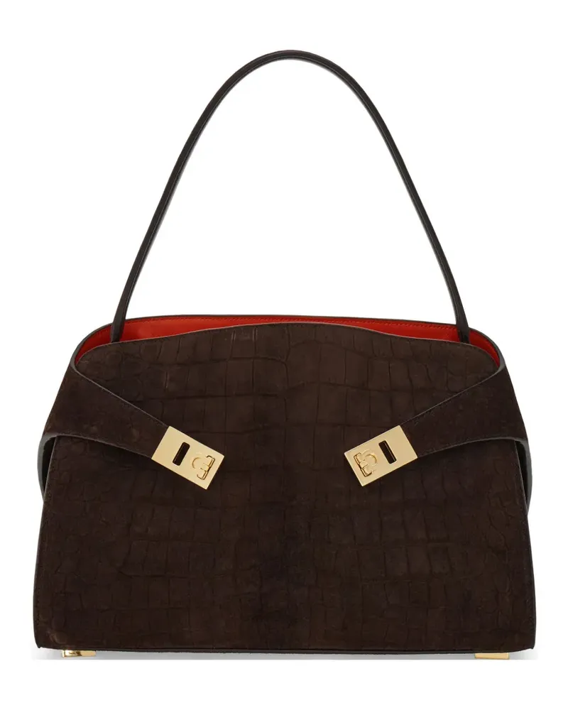 Ferragamo Hug Schultertasche (M) - Braun Braun