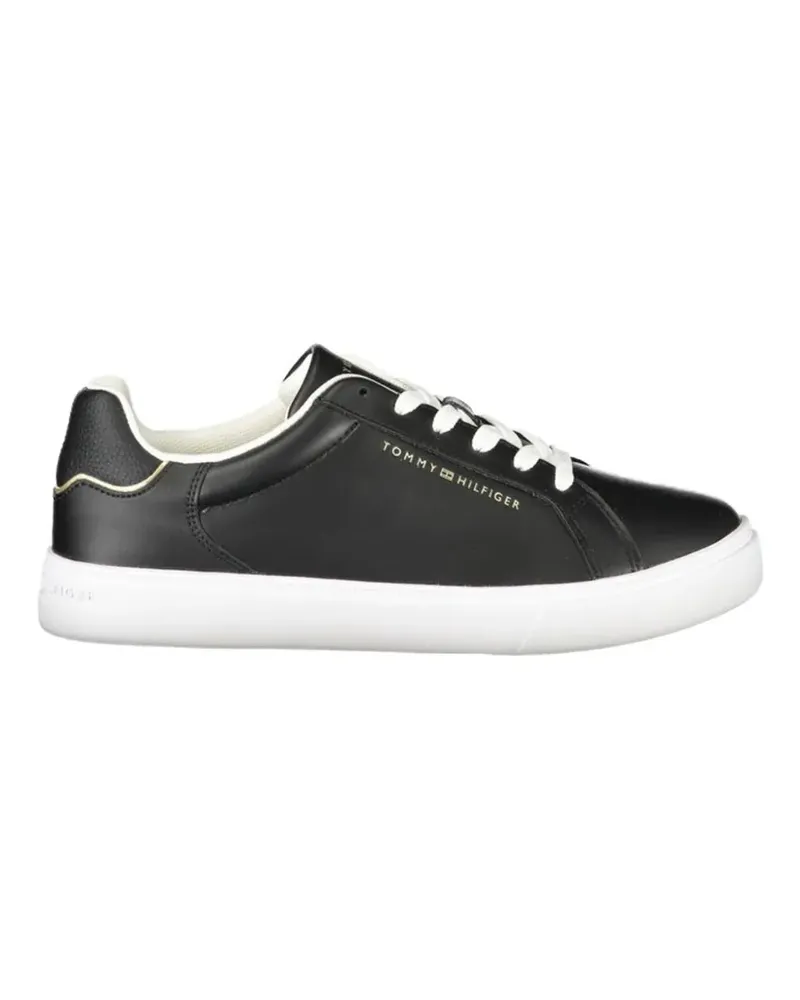 Tommy Hilfiger logo-print leather sneakers - Schwarz Schwarz