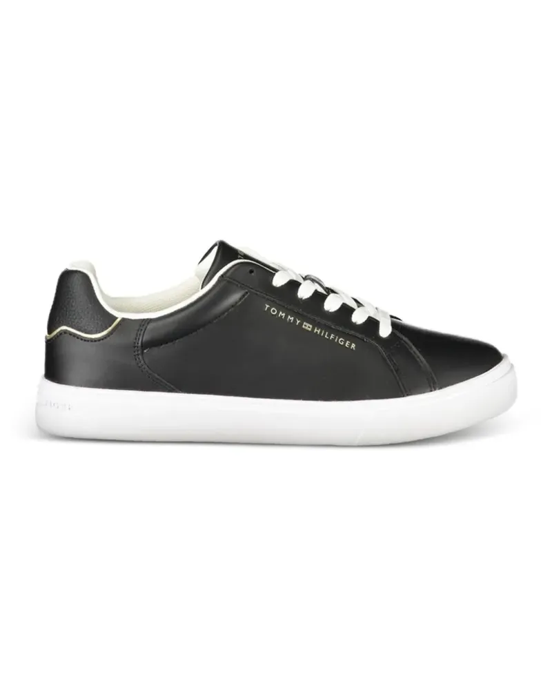 Tommy Hilfiger logo-print leather sneakers - Schwarz Schwarz