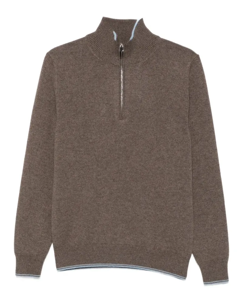 Malo half-zip ribbed-trim polo top - Braun Braun