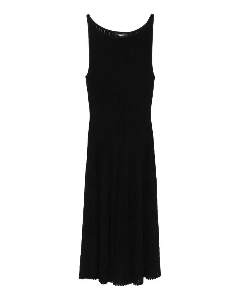 Antonino Valenti Ärmelloses Isabela Midikleid aus Rippstrick - Schwarz Schwarz
