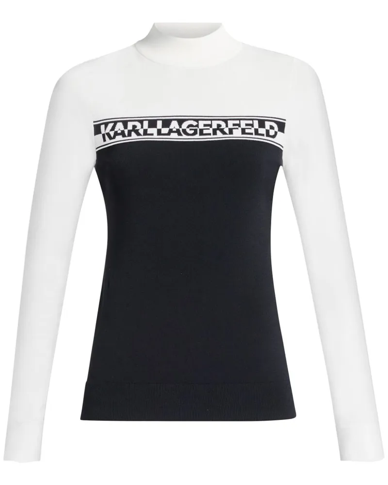 Karl Lagerfeld Pullover mit Intarsien-Logo - Schwarz Schwarz
