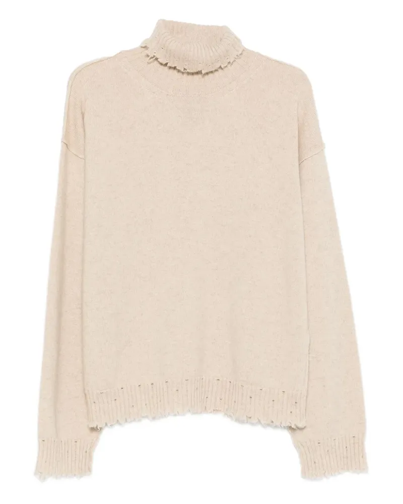 Uma Wang Stehkragen-Pullover mit ausgefranstem Saum - Nude Nude