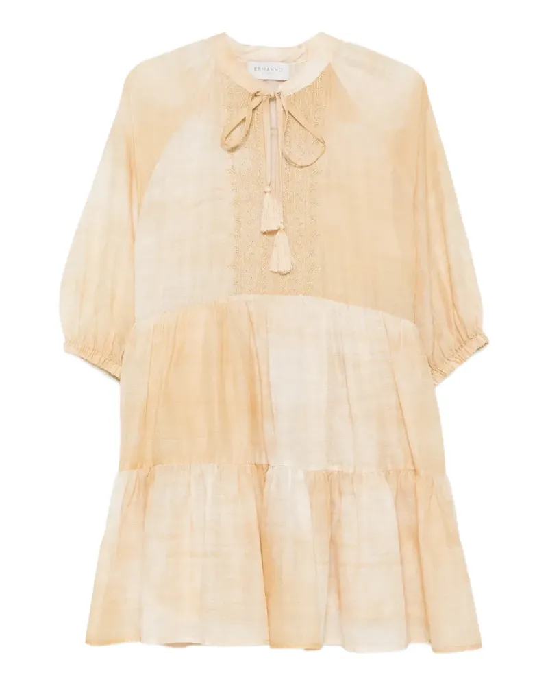 Ermanno Scervino tassel-detail embroidered mini dress - Nude Nude