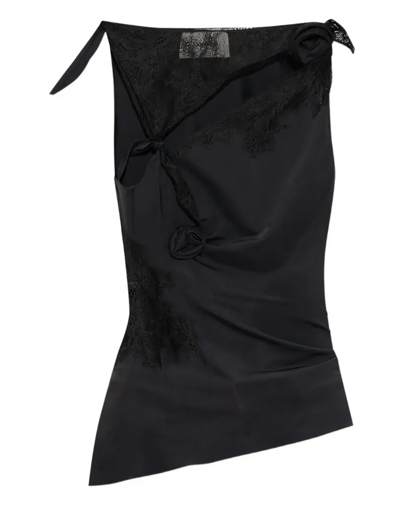 COPERNI Drapiertes Oberteil mit Spitzeneinsatz - BLACK Black
