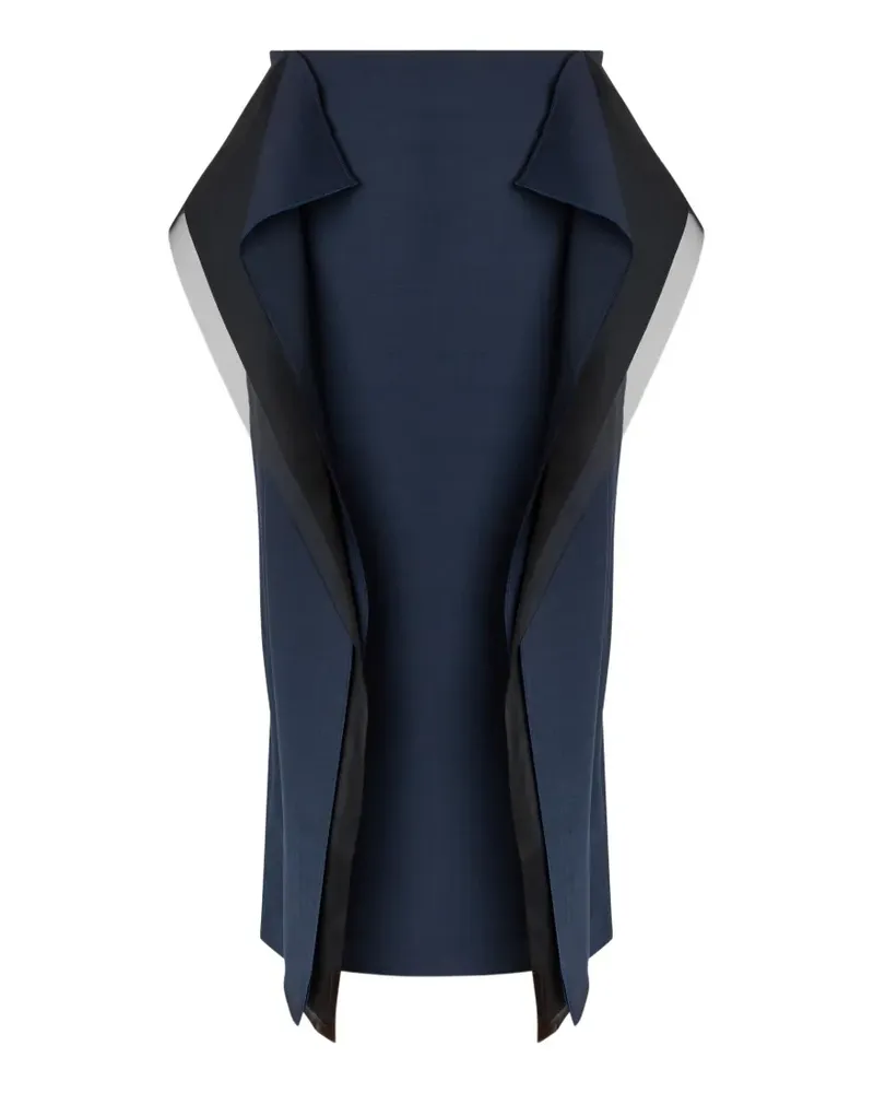 A.W.A.K.E. draped-panel contrast-trim midi skirt - Blau Blau