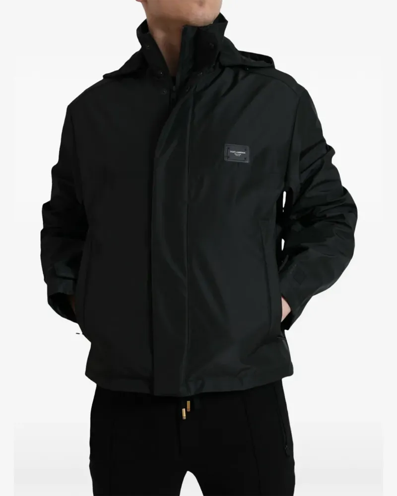 Dolce & Gabbana Kapuzenjacke mit Logo-Schild - Schwarz Schwarz