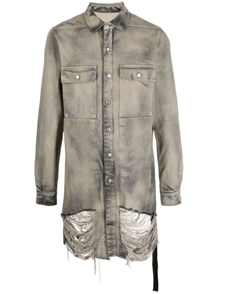 Rick Owens Jeansjacke im Distressed-Look - Grau Grau