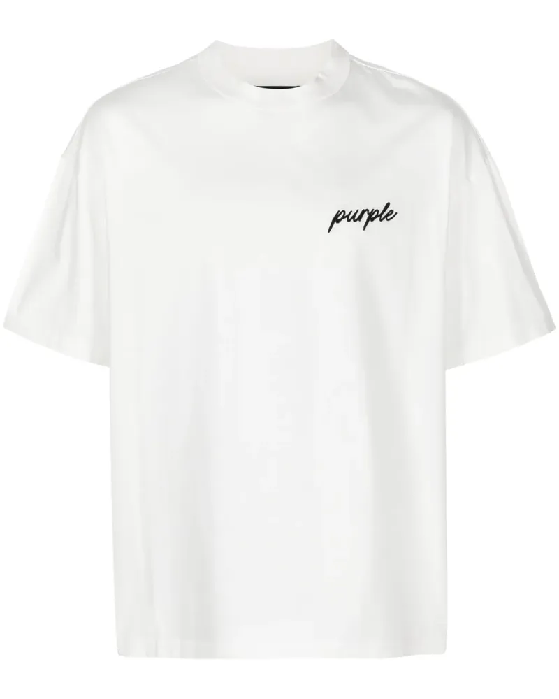 PURPLE BRAND T-Shirt mit Logo-Stickerei - Weiß Weiß