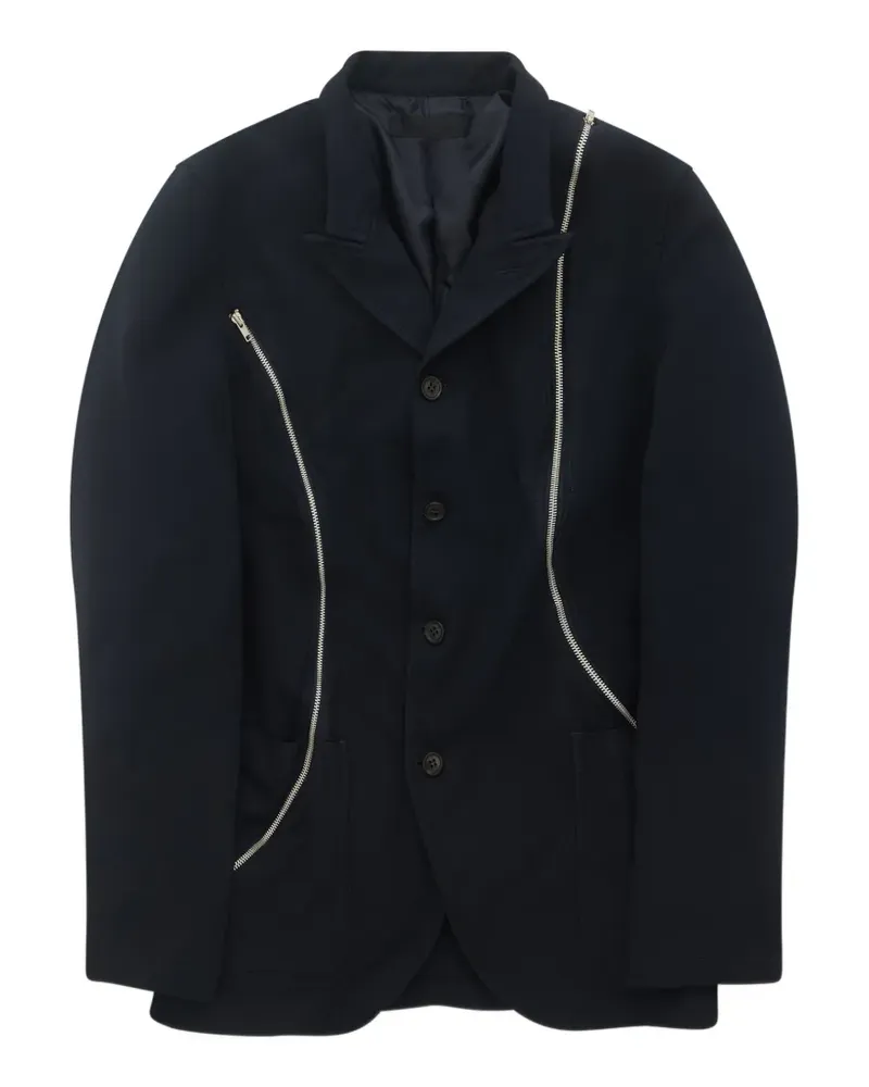 Comme des Garçons twill garment-treated zip-detail blazer - Blau Blau