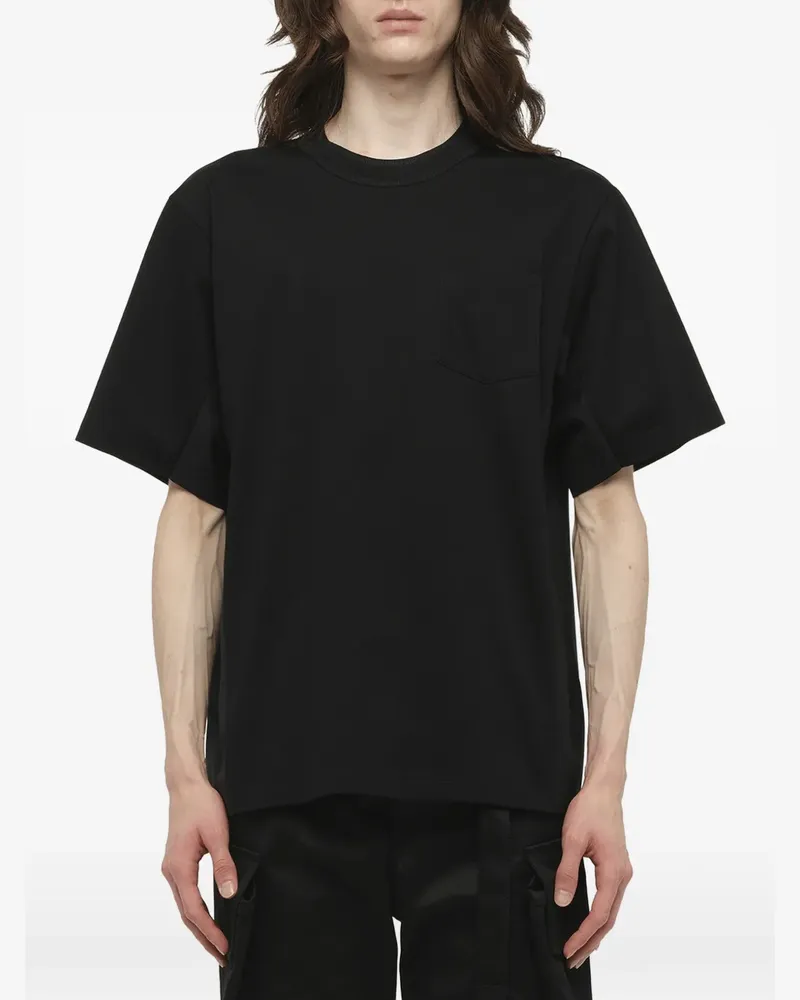 Sacai Suiting panelled jersey T-shirt - Schwarz Schwarz