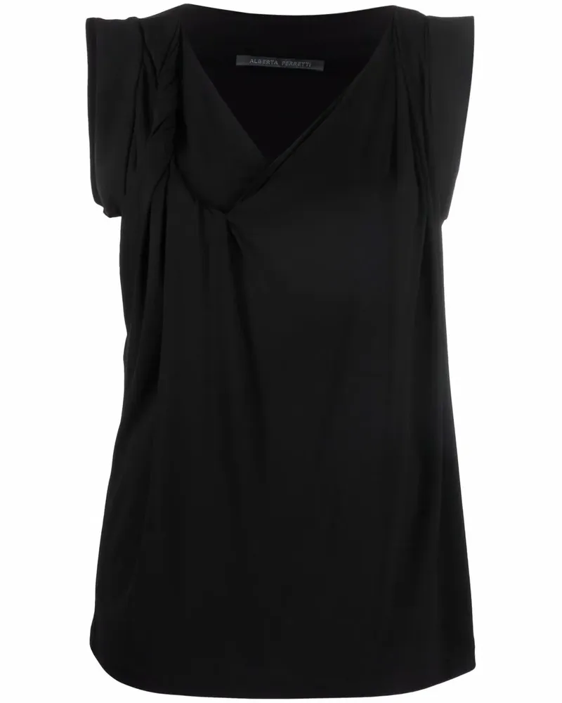 Alberta Ferretti Ärmellose Bluse mit V-Ausschnitt - Schwarz Schwarz