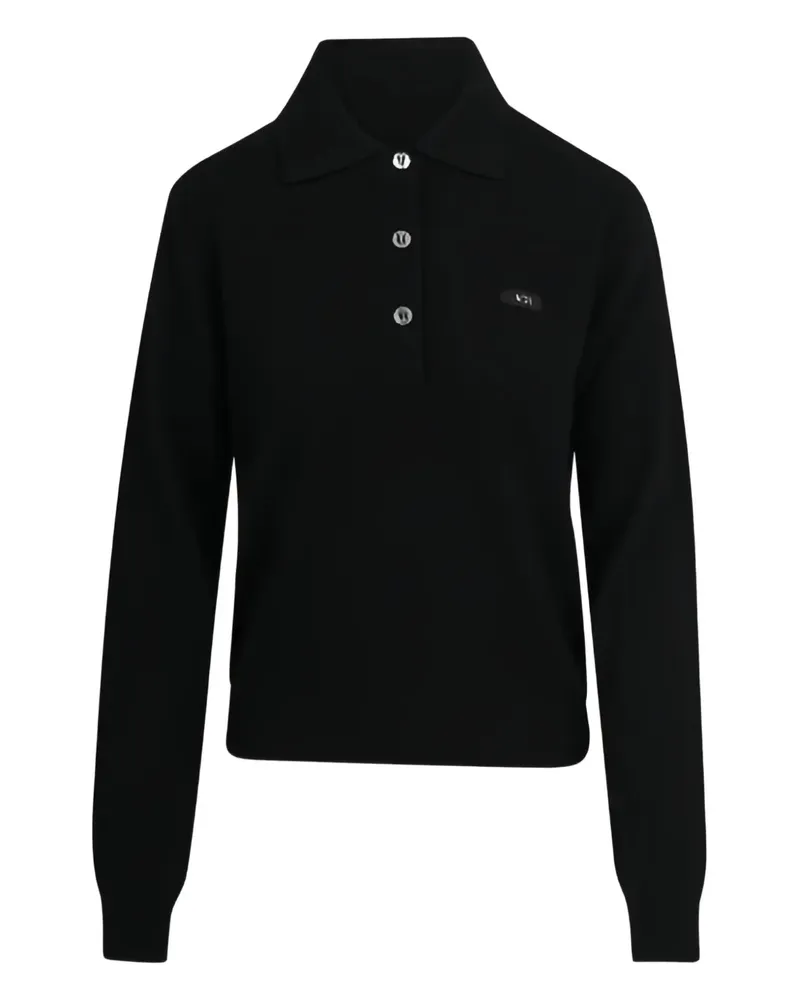 N° 21 buttoned long-sleevepolo top - Schwarz Schwarz