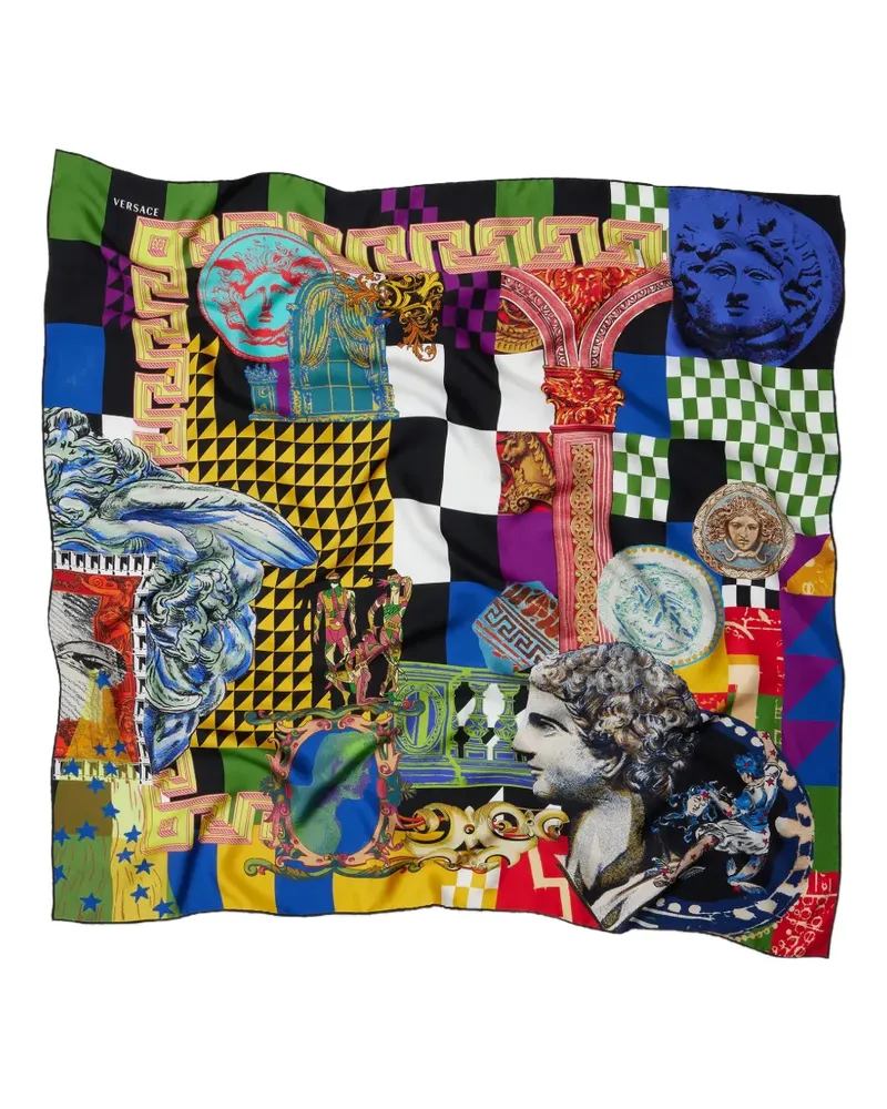 Versace Schal aus Seidentwill mit Print 90cm - Grün Grün