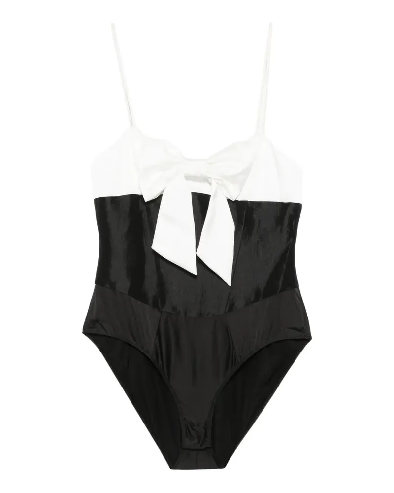 For Love and Lemons bow-detail two-tone bodysuit - Schwarz Schwarz