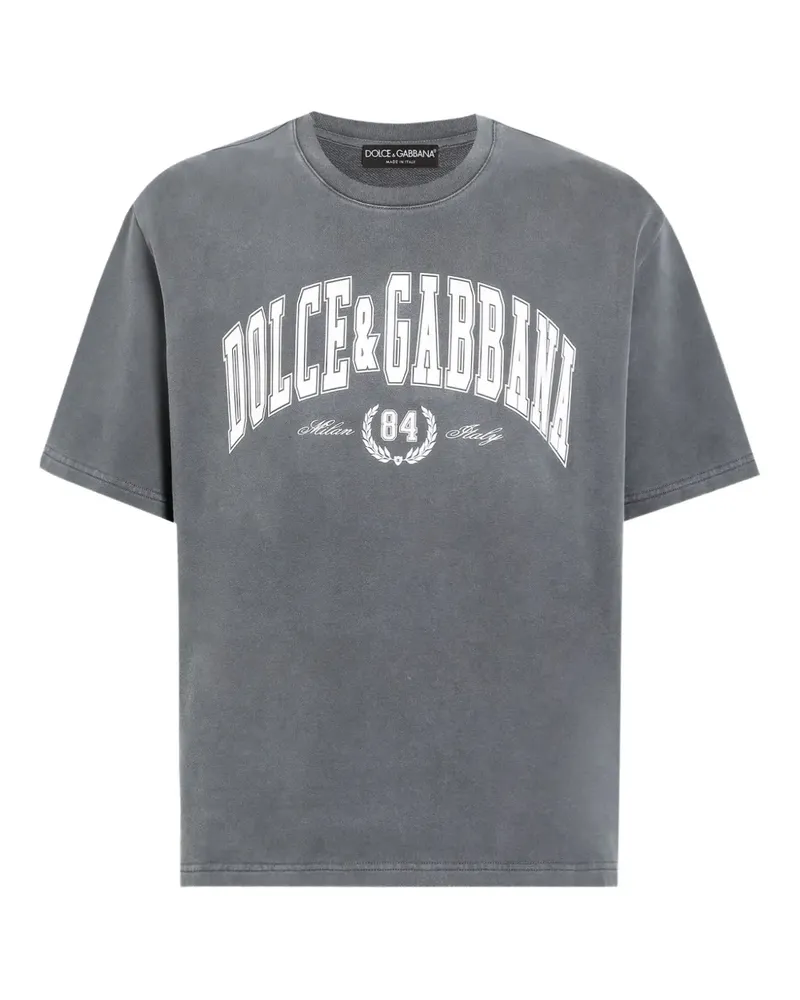 Dolce & Gabbana Kurzärmeliges T-Shirt mit Logo-Print - Grau Grau