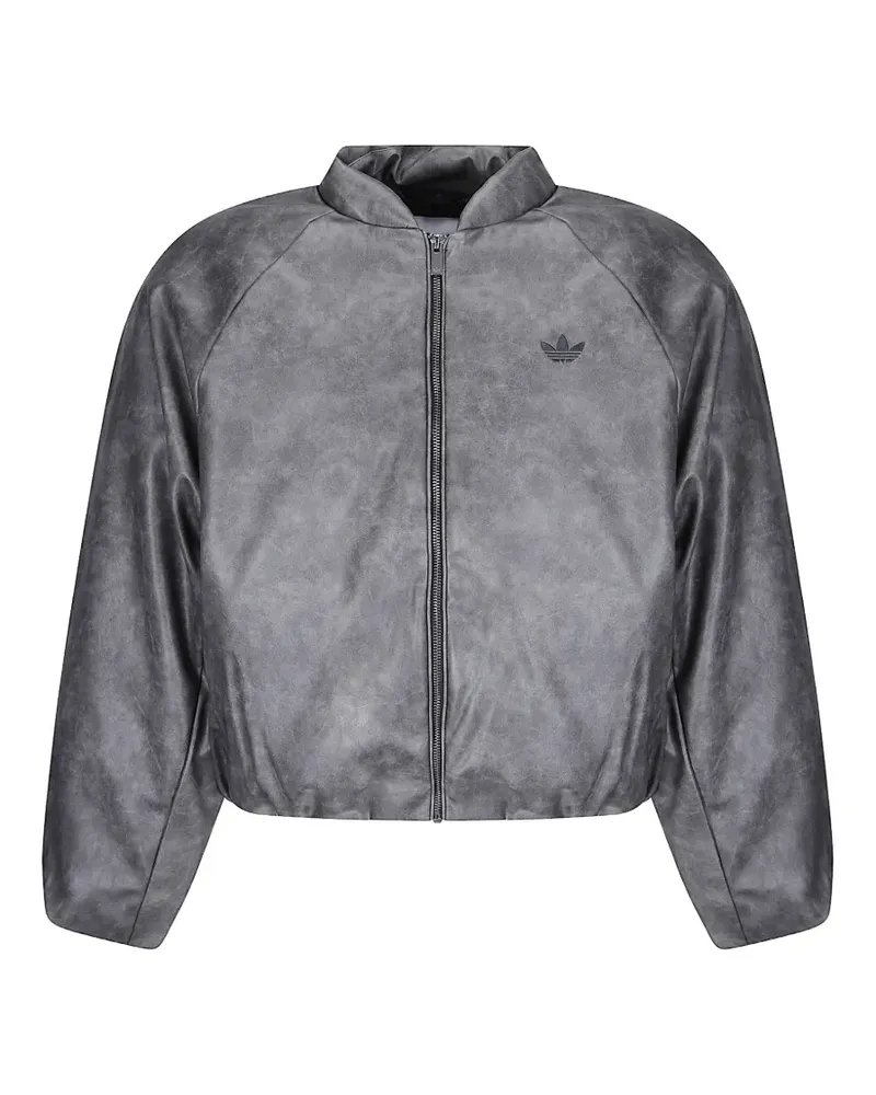 adidas logo-embroidered raglan-sleeve bomber jacket - Schwarz Schwarz