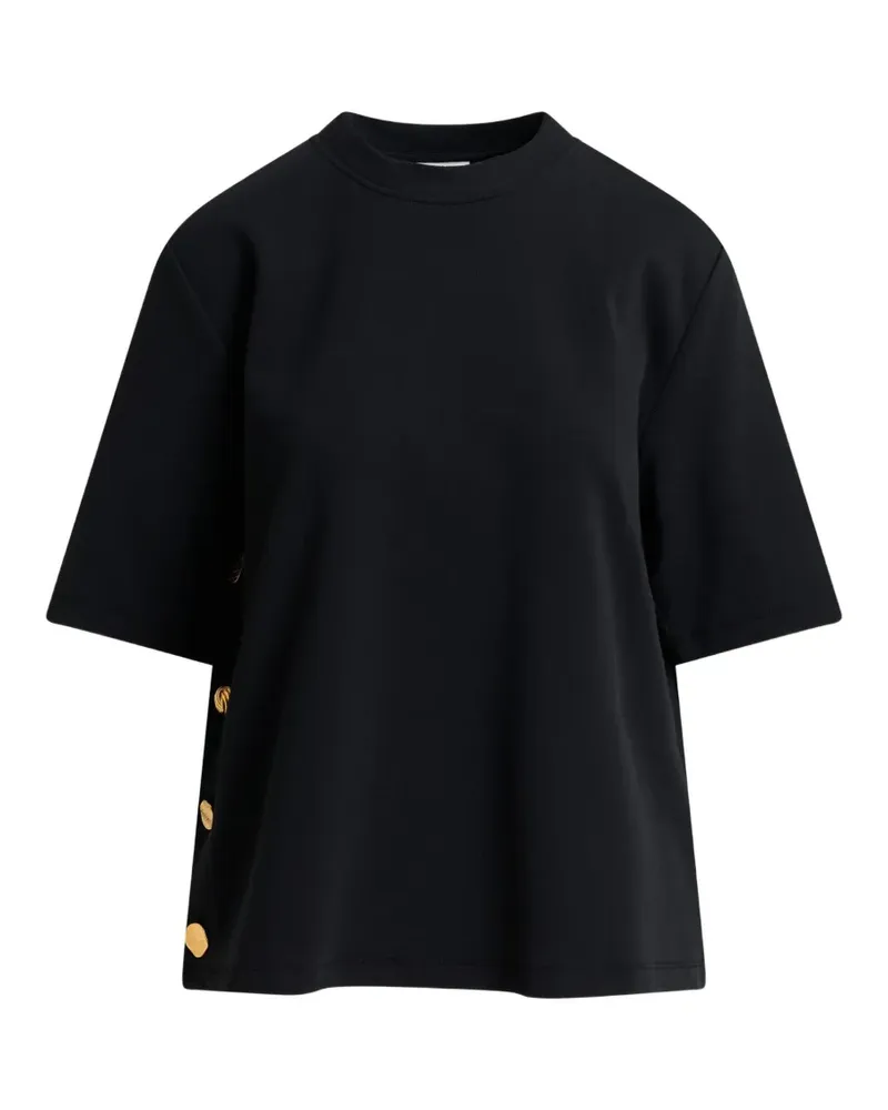 Essentiel Korse T-Shirt mit Knopfdetail - Schwarz Schwarz