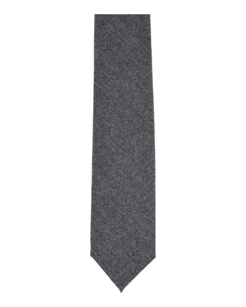 BARBA melange-effect pointed-tip tie - Grau Grau