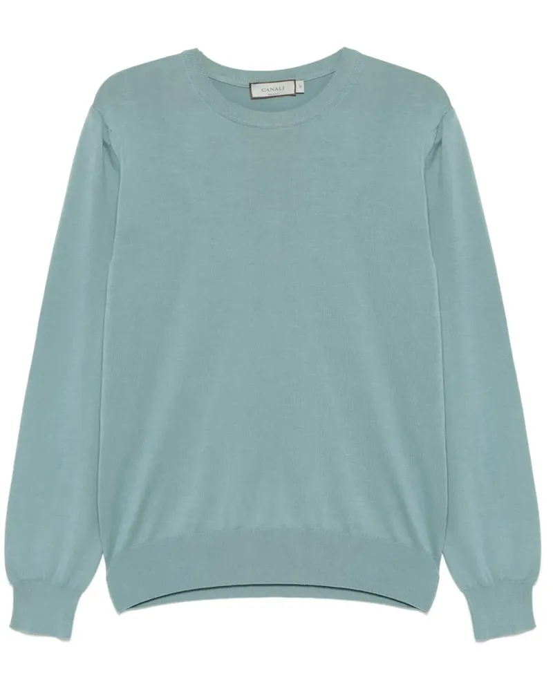 Canali Fein gestrickter Pullover - Blau Blau