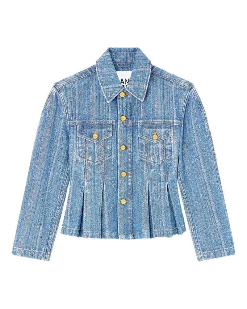 Ganni structured denim fitted shirt - Blau Blau