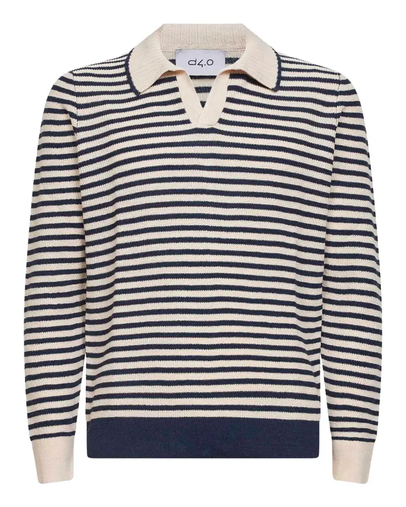 D4.0 striped-pattern polo shirt - Nude Nude