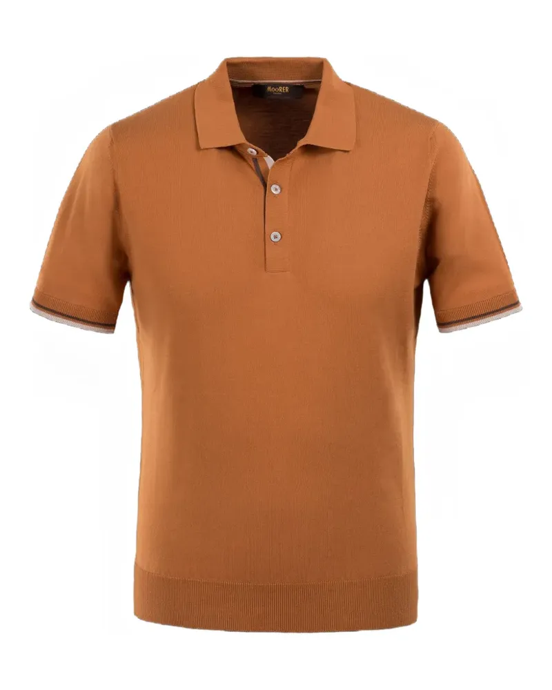 MOORER Adolfo striped-trim polo shirt - Orange Orange