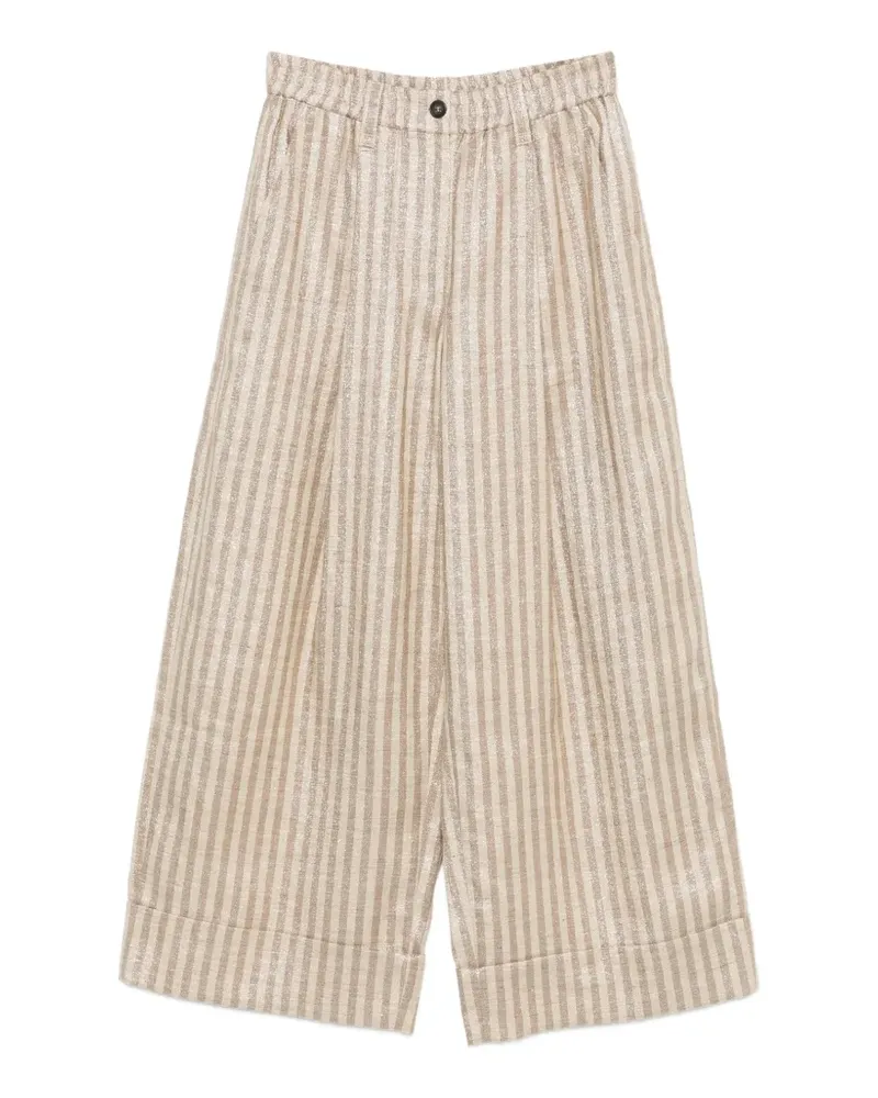 Brunello Cucinelli metallic-effect striped trousers - Nude Nude