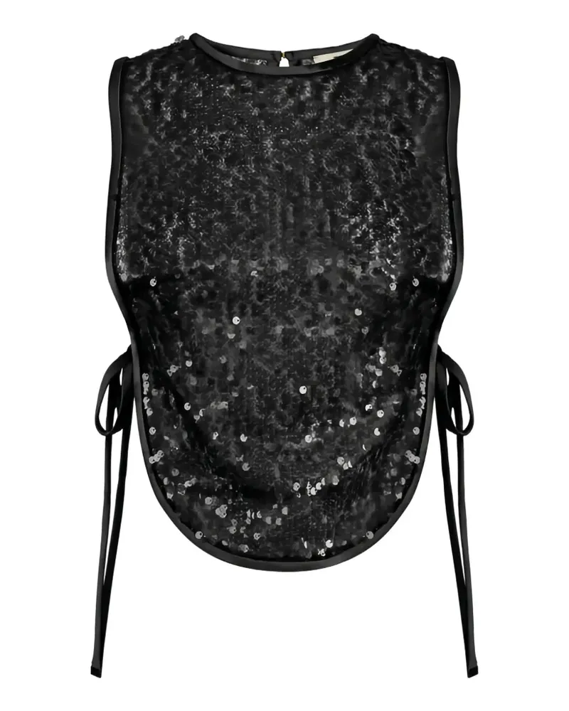 Elisabetta Franchi sequin-embellished tulle top - Schwarz Schwarz