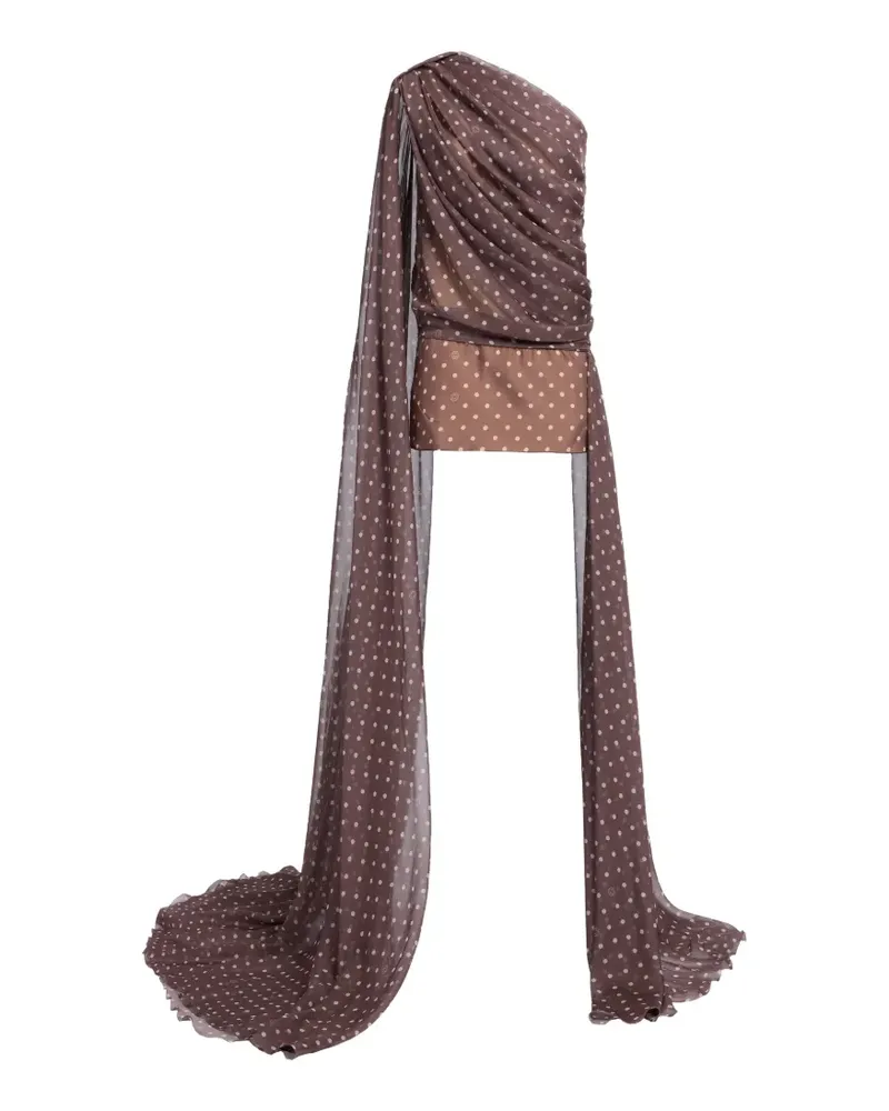 Elie Saab Drapiertes Minikleid mit Polka Dots - Braun Braun