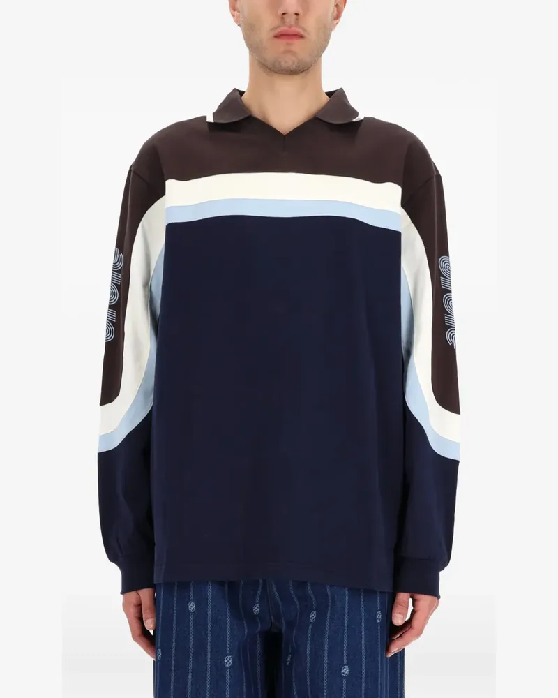 Drôle de Monsieur Gestreiftes Poloshirt - Blau Blau