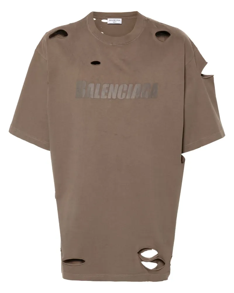 Balenciaga T-Shirt mit Logo-Print - Braun Braun