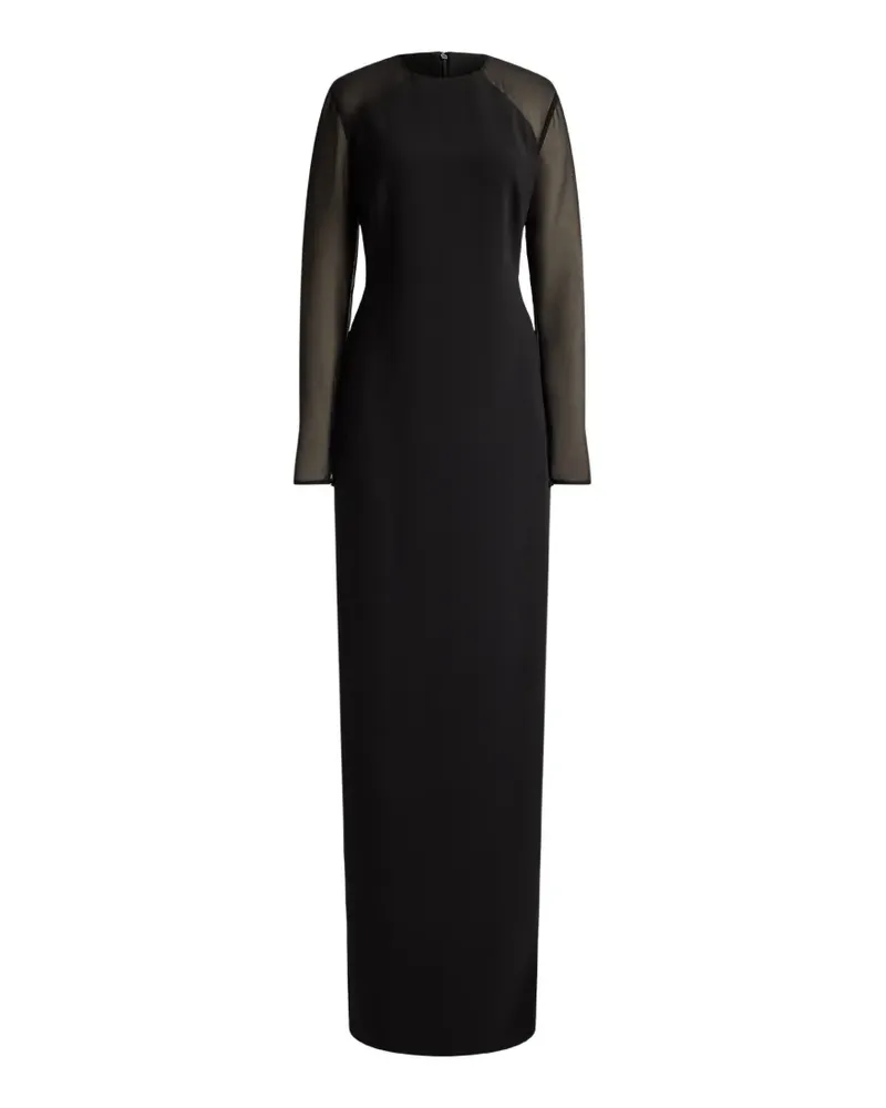 Ralph Lauren Langärmeliges Maxikleid mit Georgette-Besatz - Schwarz Schwarz