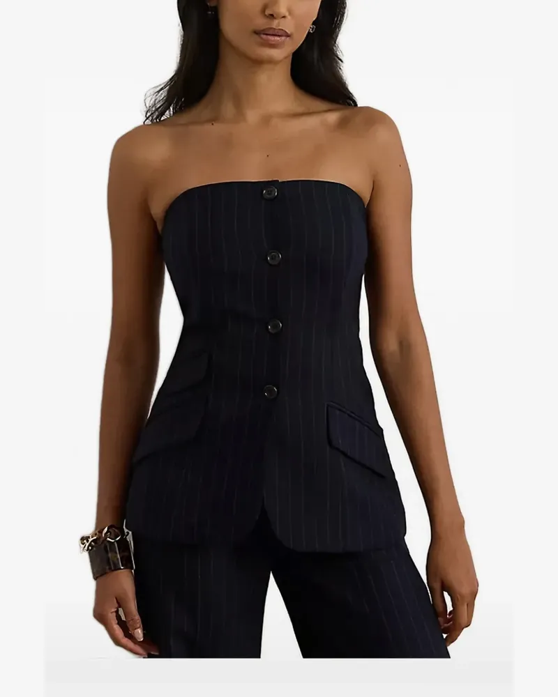 Ralph Lauren Geknöpfte Bluse mit Nadelstreifen - Blau Blau