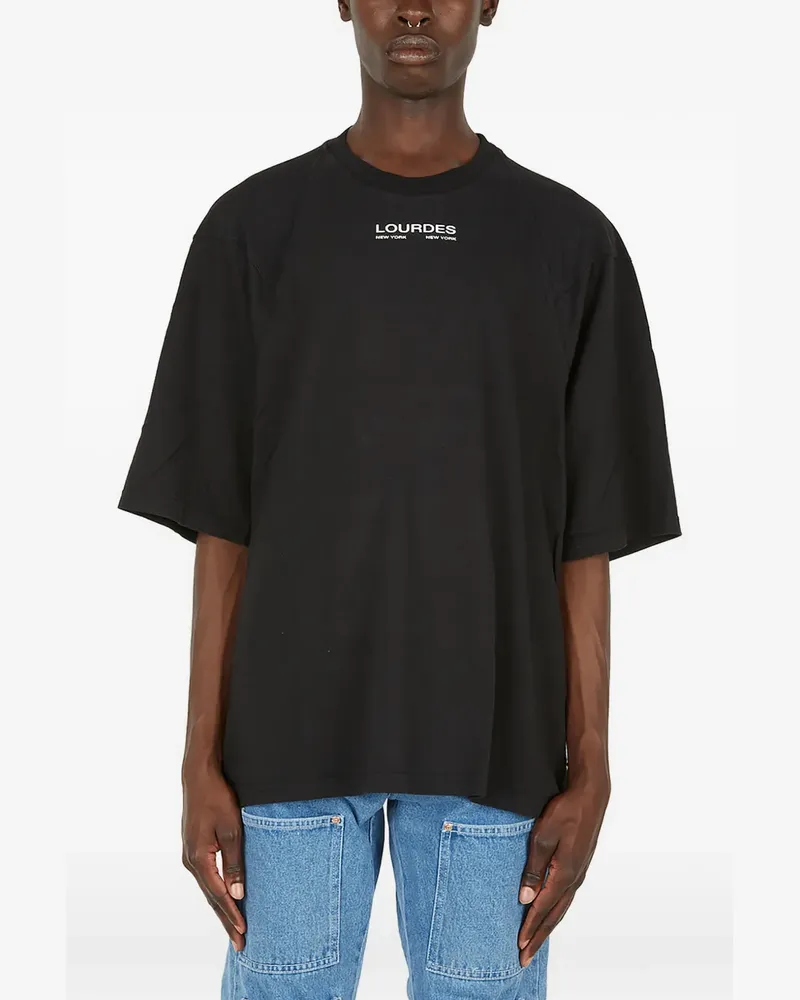 LOURDES New York T-Shirt mit Logo-Detail - Schwarz Schwarz