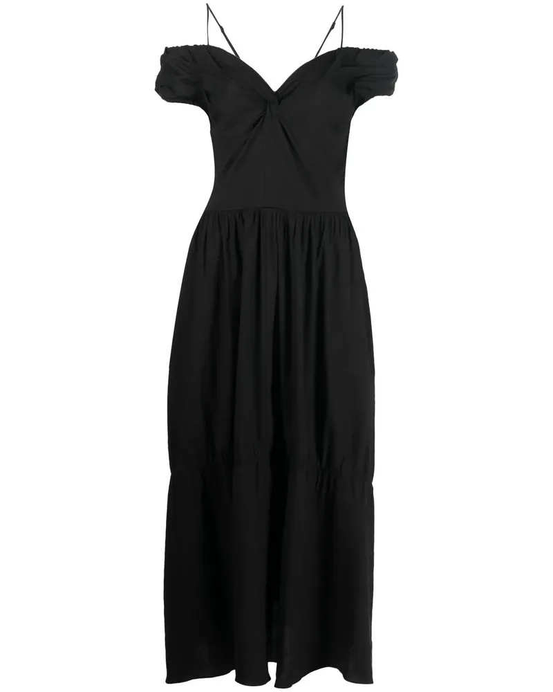 Vince Schulterfreies Midikleid - Schwarz Schwarz