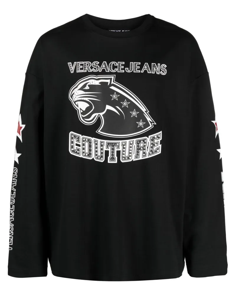 Versace Jeans Langarmshirt mit Logo-Print - Schwarz Schwarz