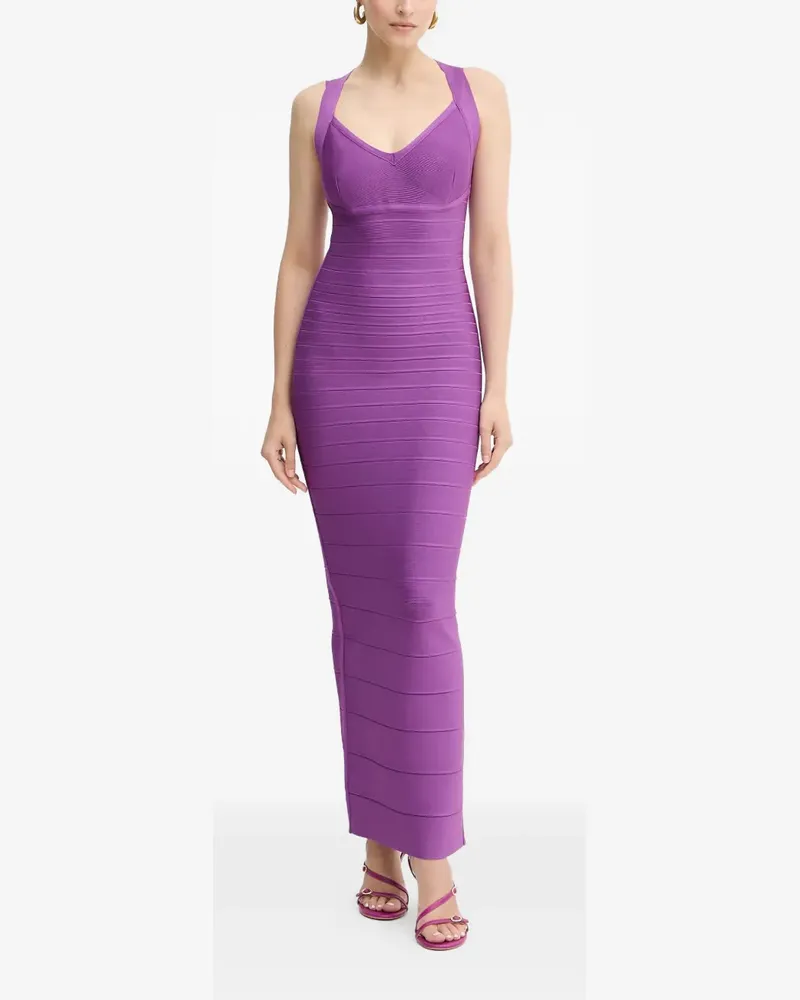 Hervé Léger Sutton V-neck maxi dress - Violett Violett
